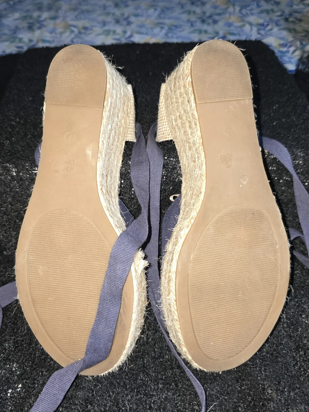 Amazon Essentials Navy Canvas Espadrille Lace-Up Flats